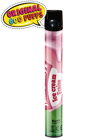 Cigarette électronique jetable Wpuff de Liquideo Originale 600 puffs saveur Ice Cream Fraise