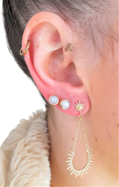 Boucles d'oreilles modèle Felce - Plaqué or jaune 18 carats