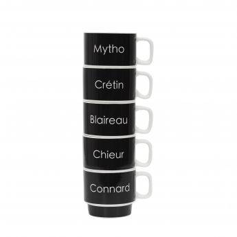 COFFRET 5 TASSES EMPILABLES NOIRES MYTHO 