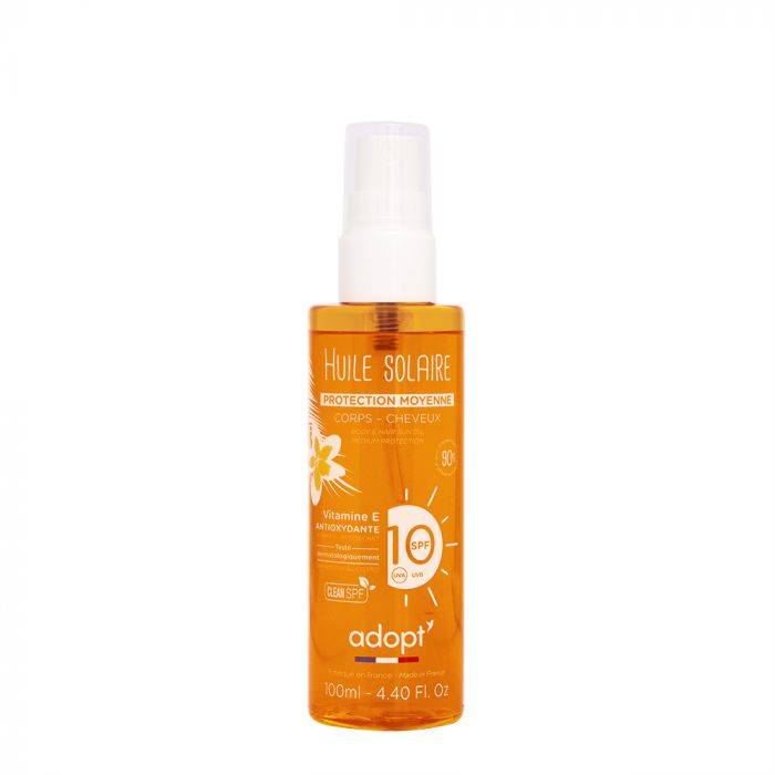 Huile solaire corps et cheveux indice protection spf10 100mL - Adopt