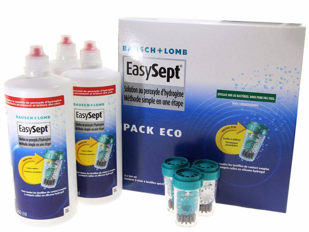 Lot de 3 Produits oxydants pour lentilles -Tripack EASYSEPT 360 ml - Bausch et Lomb - Atol