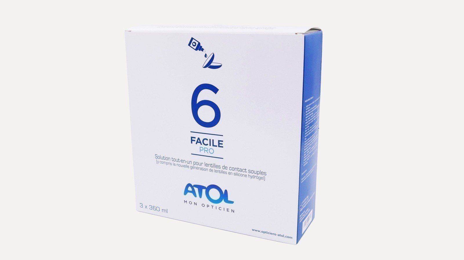 Solution d'entretien pour lentilles rigides - 6 FACILE 3x360 ml - Atol