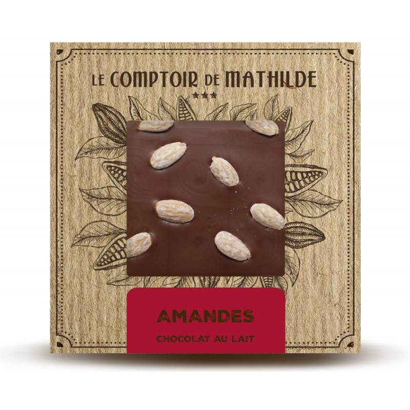 Tablette Amandes Caramélisées - Chocolat lait Le Comptoir de Mathilde