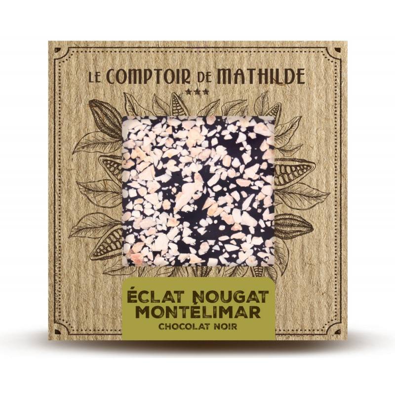 Tablette Éclat de nougat de Montélimar - Chocolat noir Le Comptoir de Mathilde