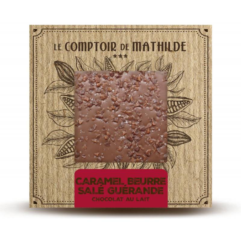 Tablette Caramel Beurre salé & Fleur de sel de Guérande - Chocolat lait Le Comptoir de Mathilde