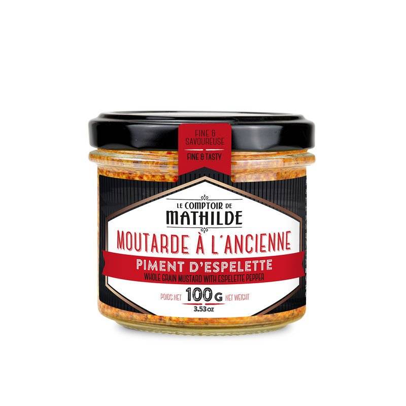Moutarde à l'ancienne au Piment d'Espelette - 100g - Le Comptoir de Mathilde