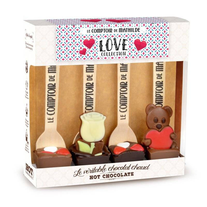 Coffret 4 hot chocolate love collection sujets assortis-Le Comptoir de Mathilde