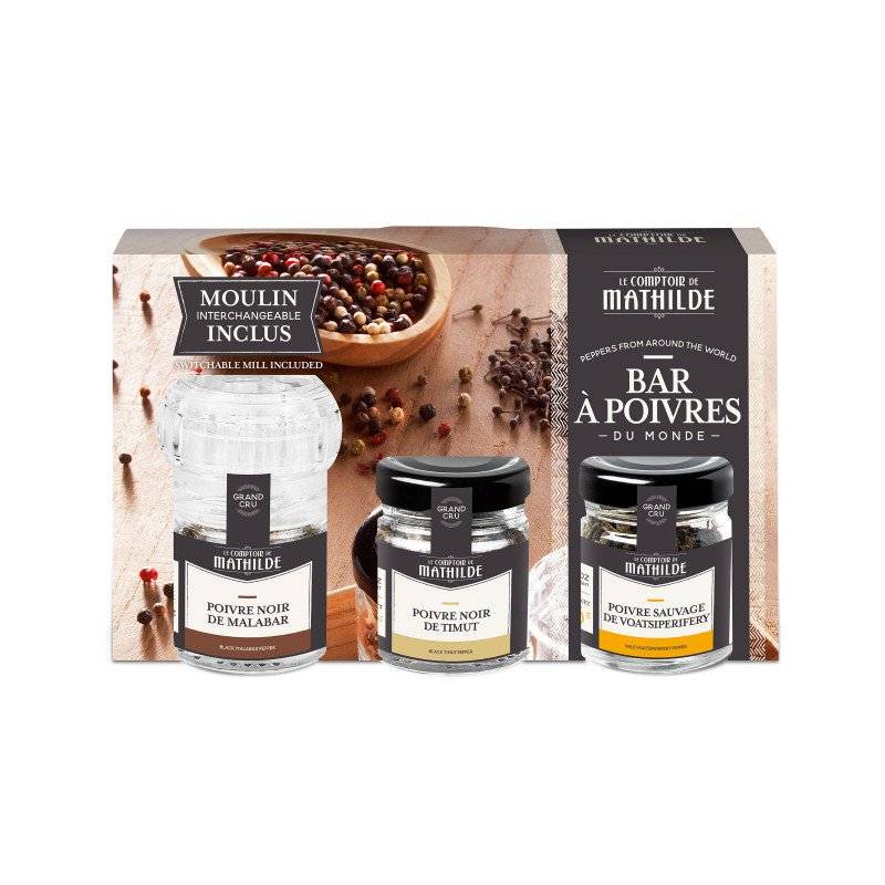 Coffret 7 sels et poivres du monde - Le Comptoir de Mathilde