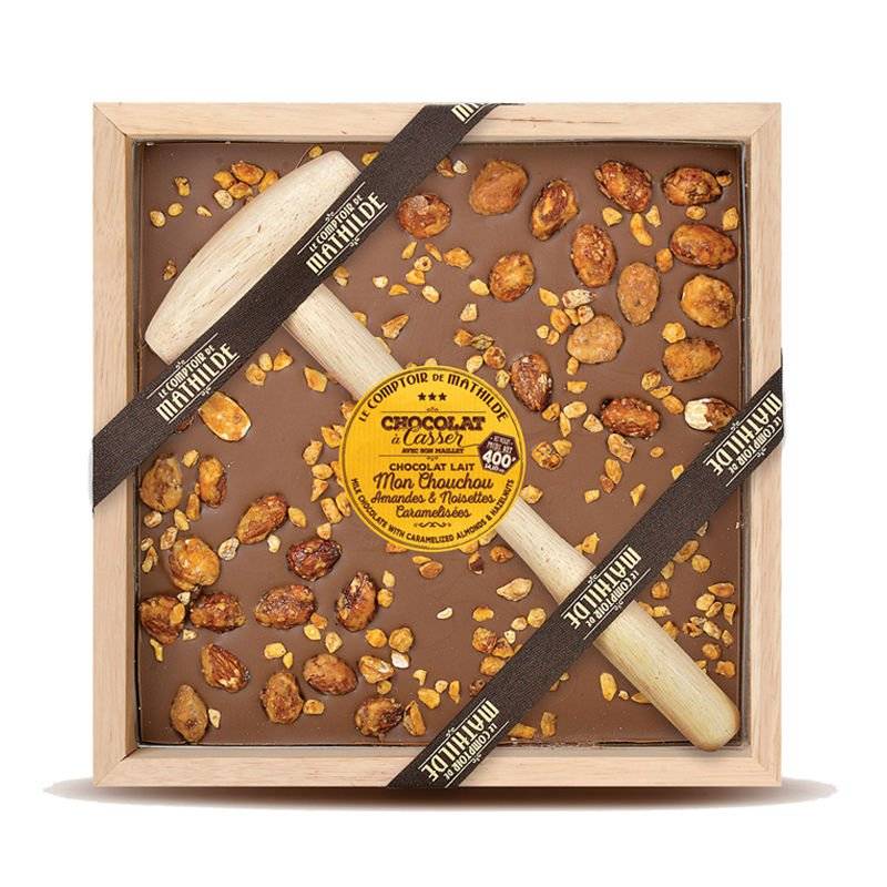 Chocolat à casser Lait Mon Chouchou Amandes & Noisettes Caramélisées - Le Comptoir de Mathilde