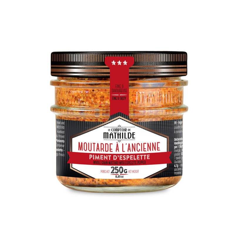 Moutarde à l'ancienne au Piment d'Espelette - 250g - Le Comptoir de Mathilde