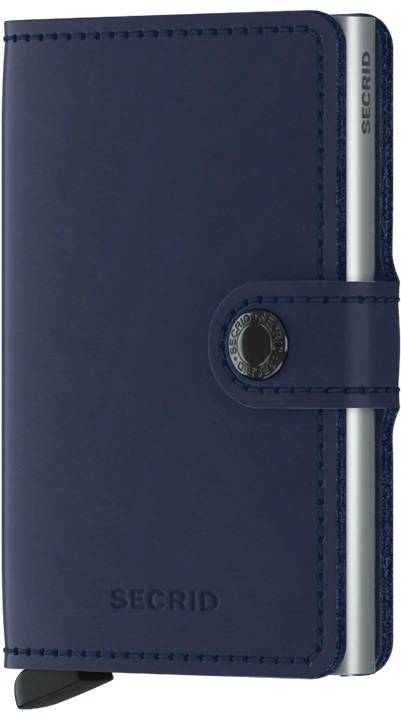 Portefeuille anti-piratage en cuir lisse Bleu marine - Miniwallet Crisple Original - Secrid - All in Bag Grenoble