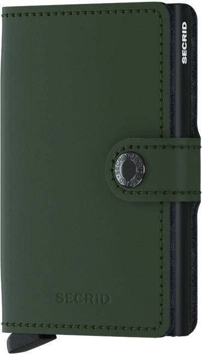 Portefeuille anti-piratage en cuir lisse Vert-Noir - Miniwallet Crisple Matte - Secrid - All in Bag Grenoble