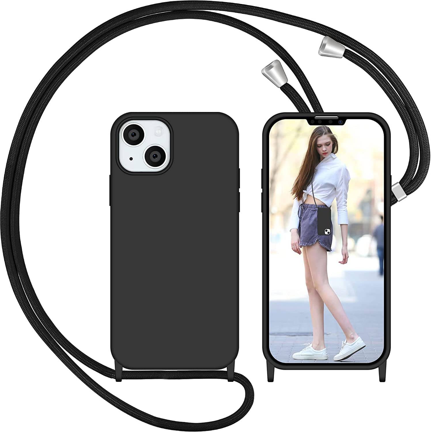 Coque avec cordon pour iPhone 13 - Protection en Silicone Case - Coque tour de cou, bandoulière iPhone - Coques&Co