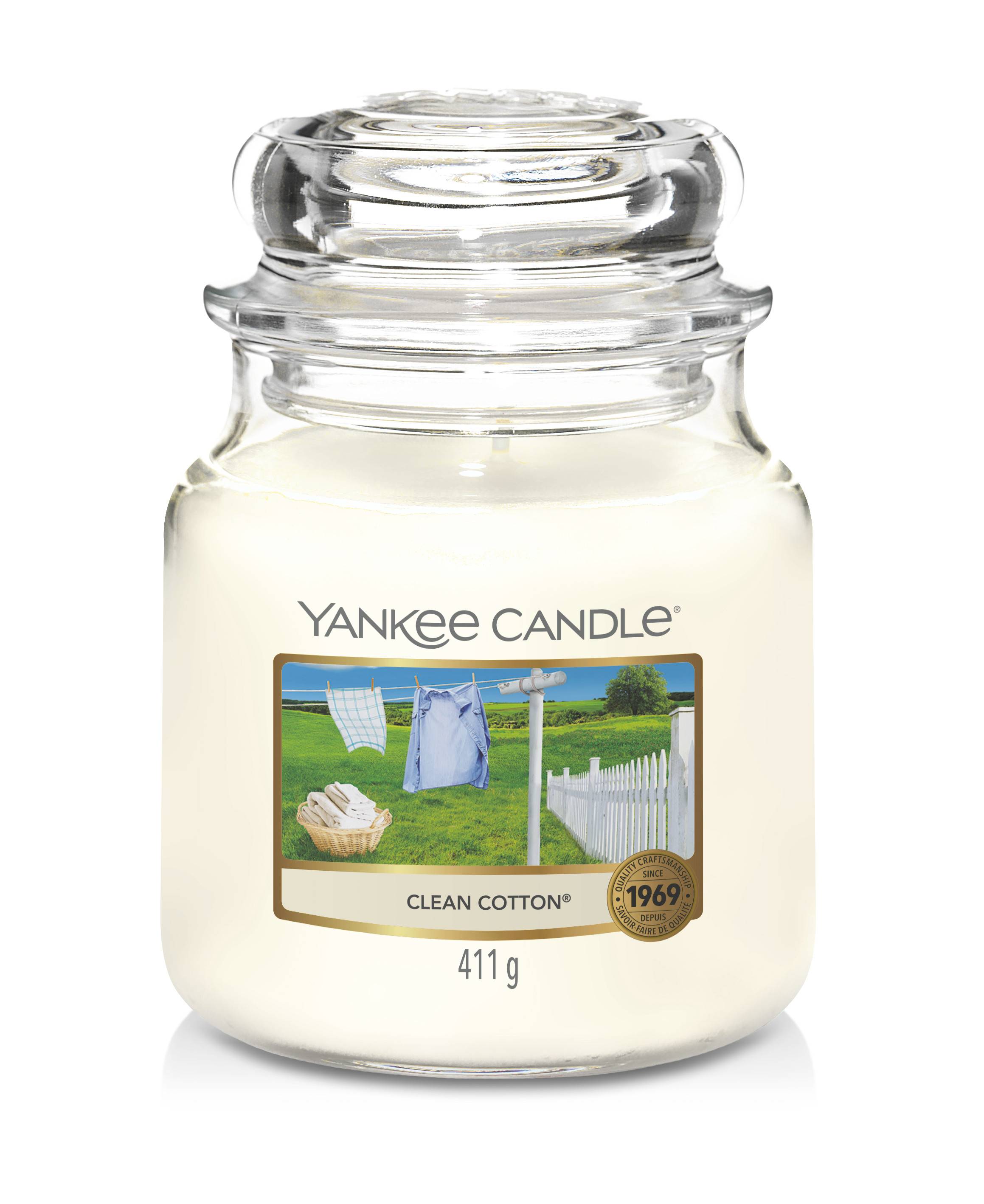 Yankee Candle - Bougie Moyenne jarre - Clean Cotton - The Little Factory