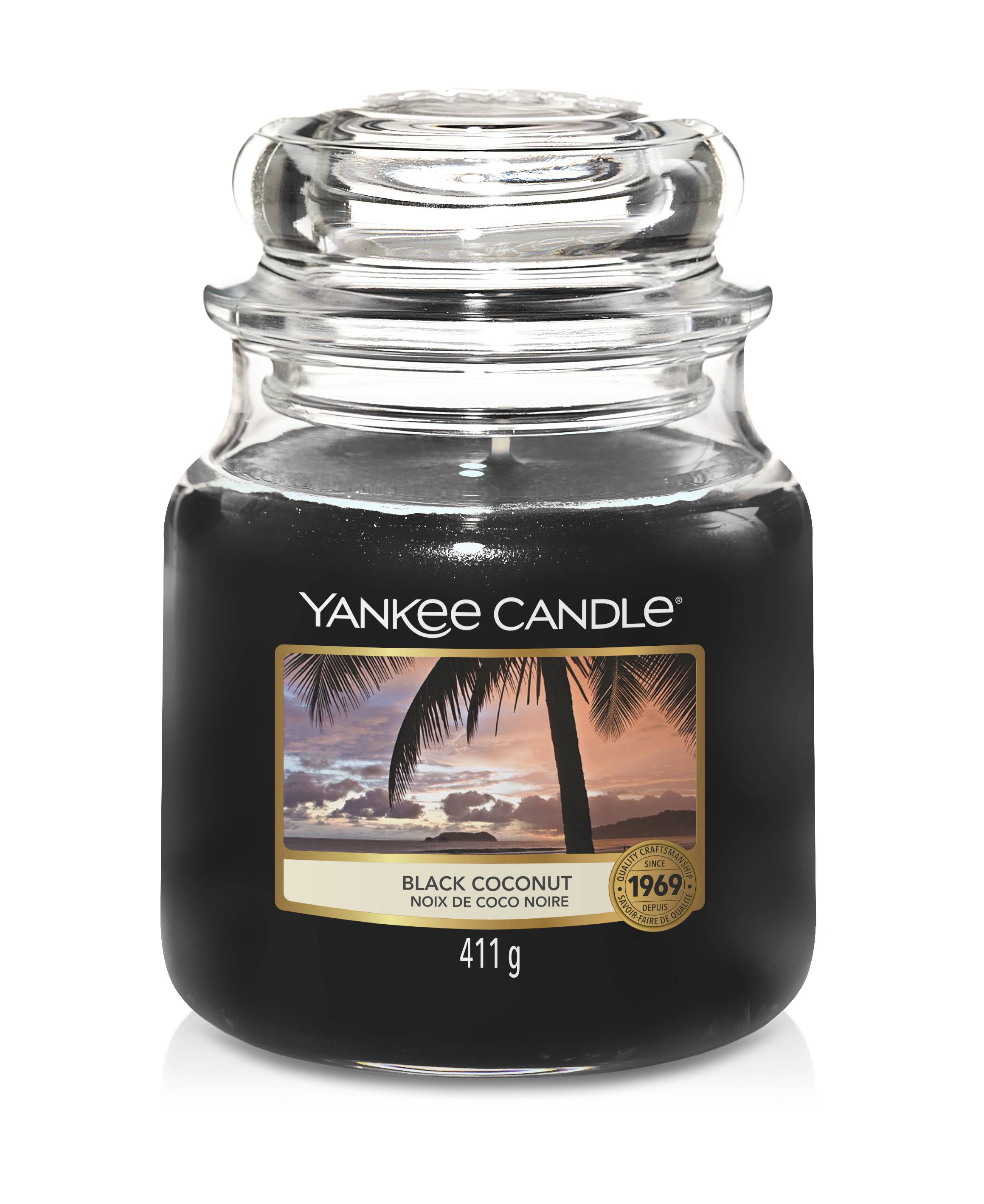 Yankee Candle - Bougie Moyenne jarre - Noix De Coco Noire - The Little Factory