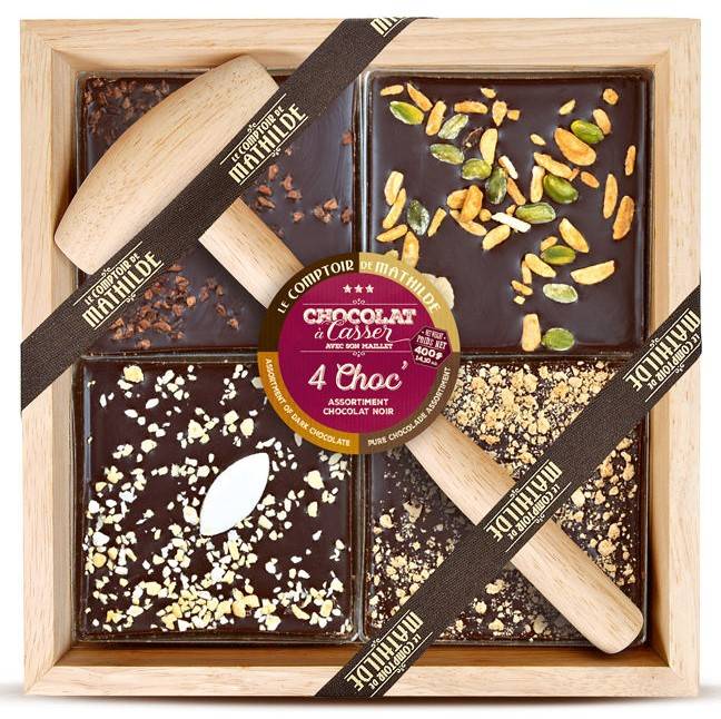 Chocolat à casser 4 Choc' assortiment Chocolat noir - Le Comptoir de Mathilde
