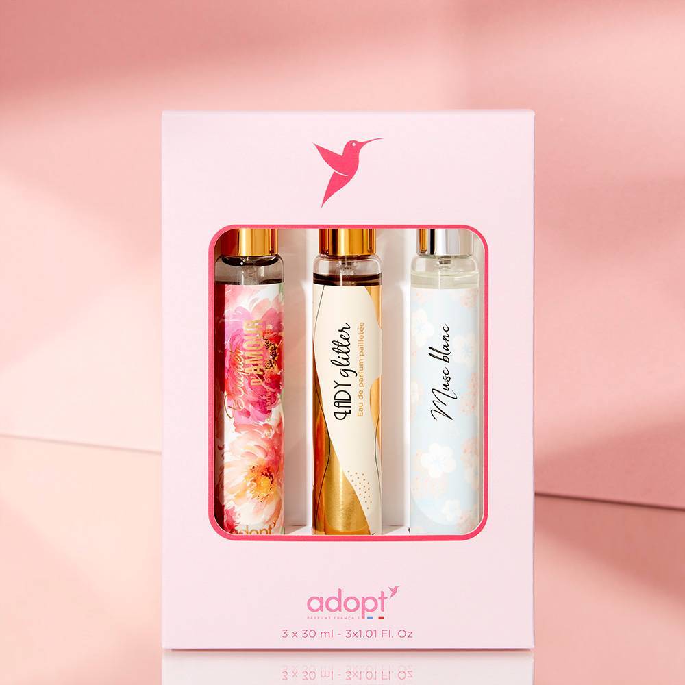 Coffret 3 eaux de parfum Bouquet d'Amour 30 ml + Lady Glitter 30 ml + Musc Blanc 30 ml - Parenthèse Florale