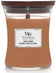 Bougie parfumée WoodWick - Jarre Moyen Modele Myrrhe et Bois de Santal