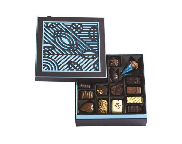 Boîte de chocolats carrée marron - 440gr - Jeff de Bruges