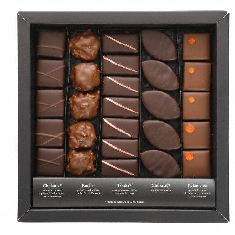 Boîte de bonbons de chocolat Ilbarritz noir et lait 270g - L'Atelier du Chocolat