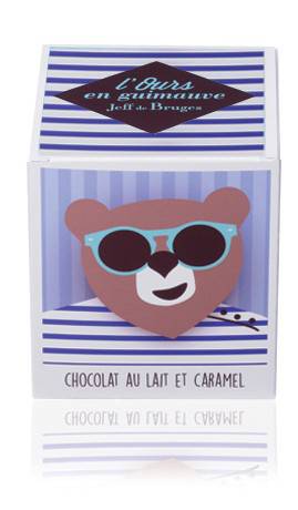 Boîte ours en guimauve chocolat au lait et caramel - Jeff de Bruges
