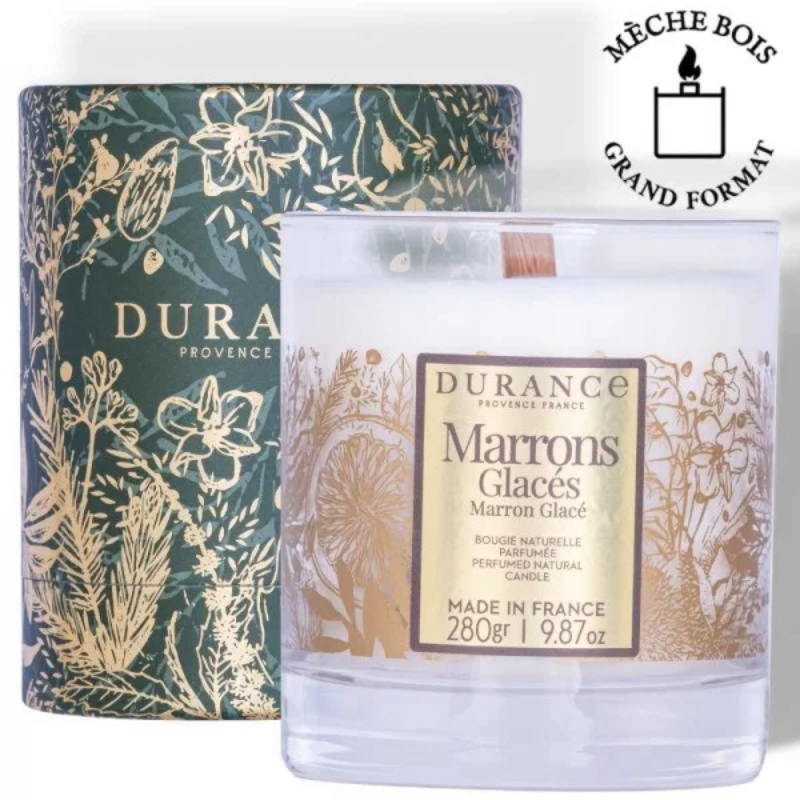 Bougie Mèche en Bois Marrons Glacés