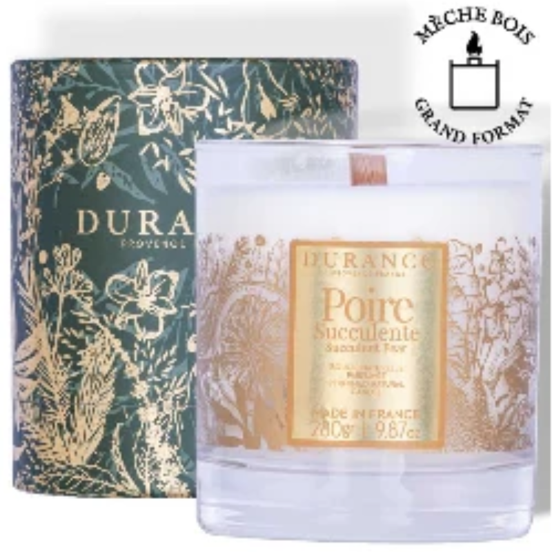 Bougie Mèche en Bois Poire Succulente