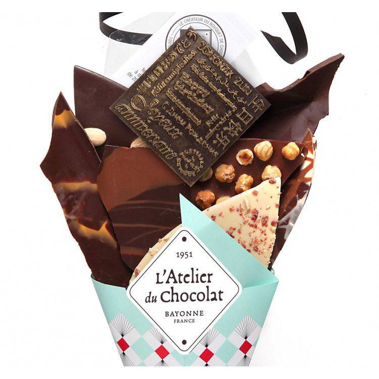Bouquet de chocolats message Joyeux anniversaire 220g - L'Atelier du Chocolat
