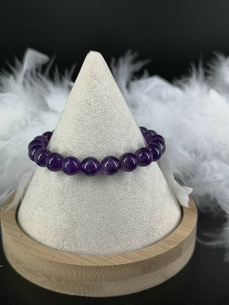 Bracelet de perles en pierre naturelle Améthyste violet 8mm - Les bienfaits des pierres et des mineraux