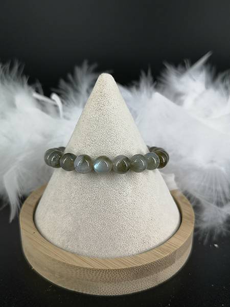 Braceletde perles en pierre naturelle Labradorite gris bleu 8mm - Les bienfaits des pierres et des mineraux