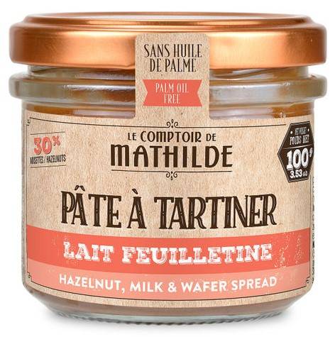 Lait Noisette Feuilletine - Pâte à Tartiner 100G - Le Comptoir de Mathilde