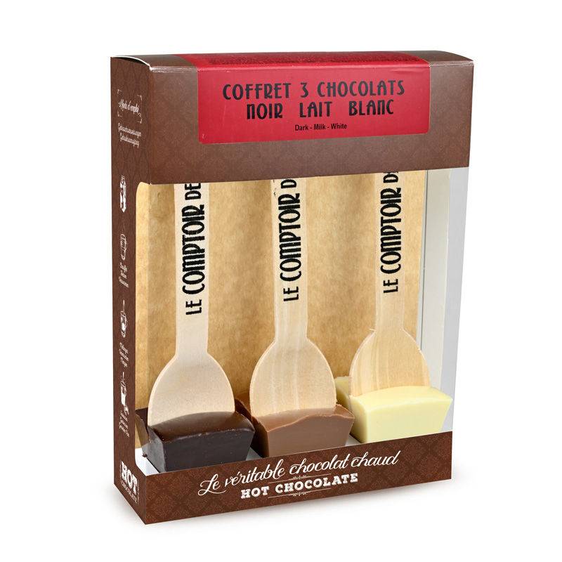 Coffret 3 Chocolats Chauds avec cuillère - Hot Chocolate - Le Comptoir de Mathilde