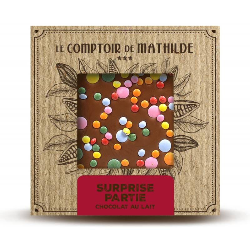 Tablette chocolat au lait surprise partie, 80g - Le Comptoir de Mathilde
