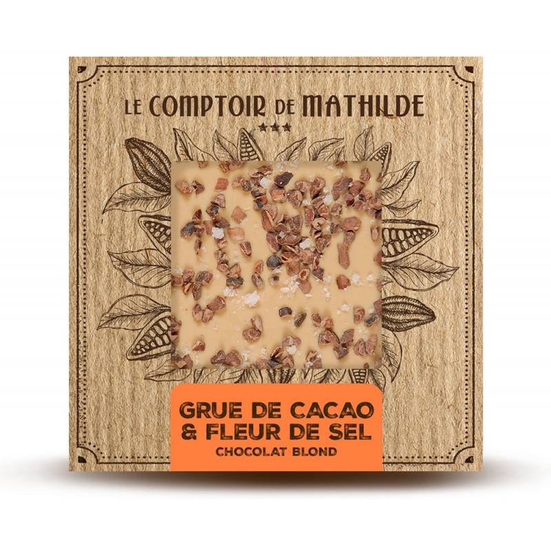Tablette chocolat blond grué caramélisé et fleur de sel 80g - Le Comptoir de Mathilde