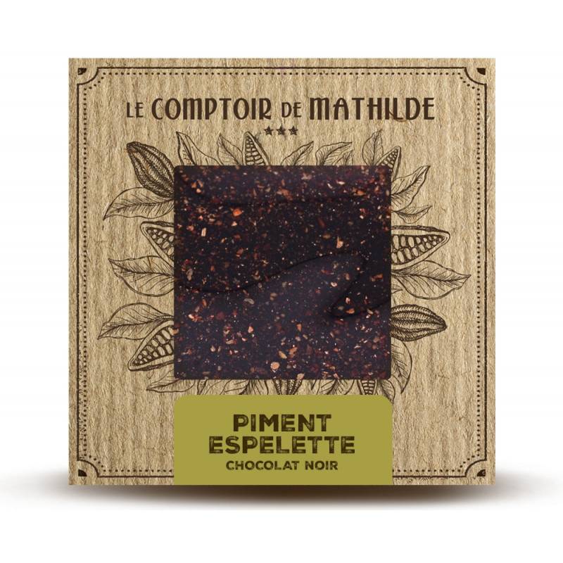Tablette chocolat noir piment d'espelette, 80g - Le Comptoir de Mathilde