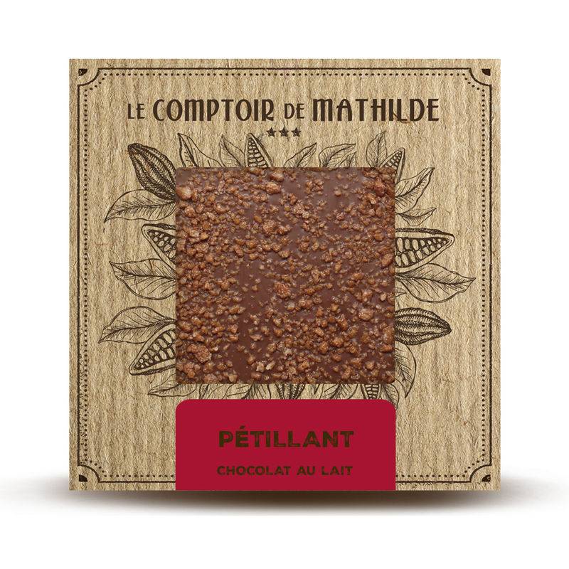 Tablette chocolat lait pétillant, 80g - Le Comptoir de Mathilde