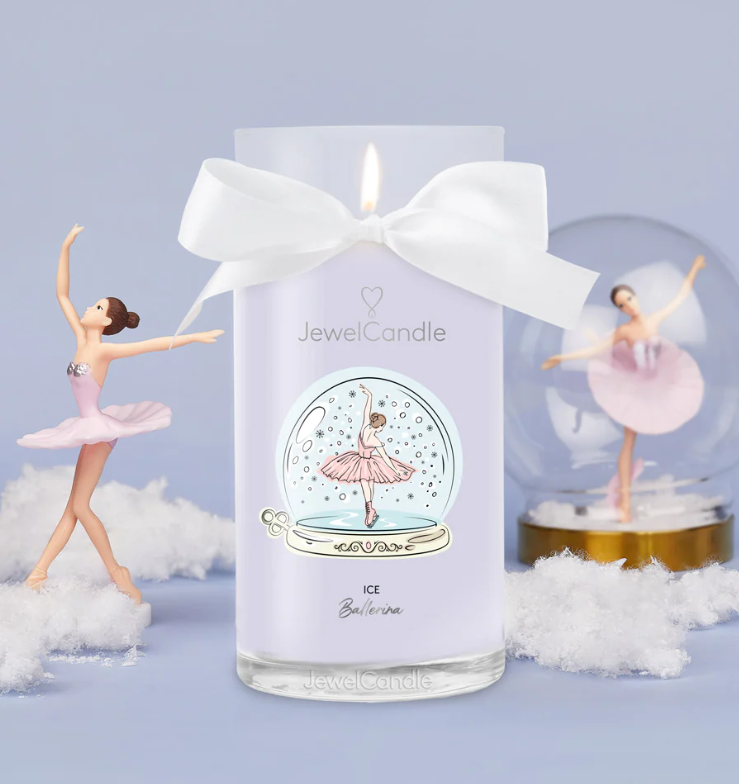 Bougie Bijou Ice Ballerina : Élégance Glacée et Boucles d'Oreilles Scintillantes