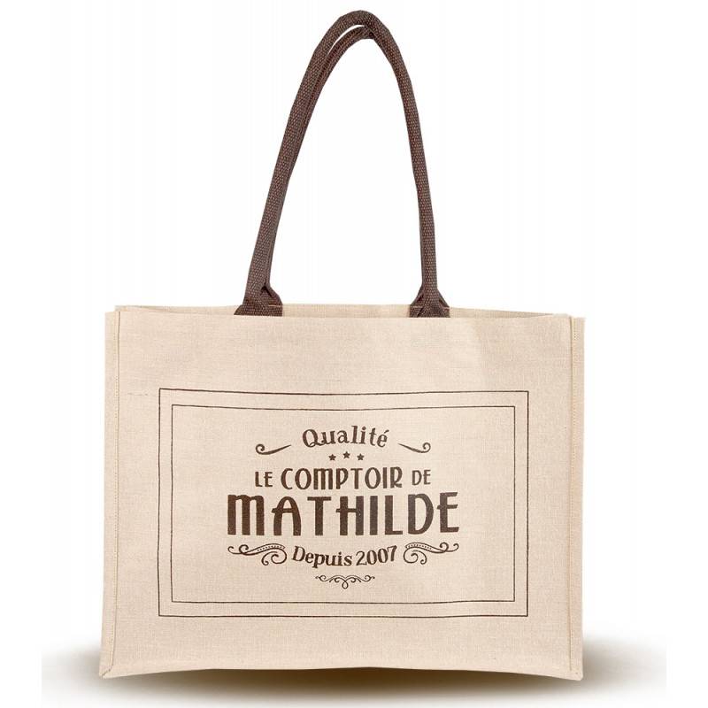 Sac shopping cabas en jute coton avec logo - Le Comptoir de Mathilde - Le Comptoir de Mathilde